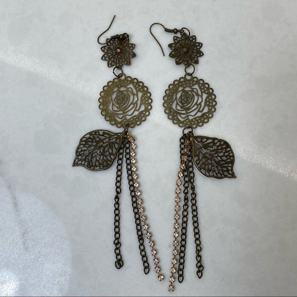 Lot of 3 Long Dangle Boho Gypsy Feather Earrings - Picture 4 of 4